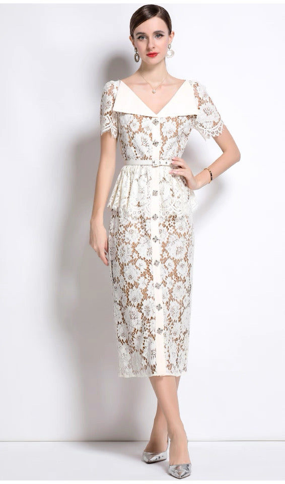 Clarisse Lace Midi Dress