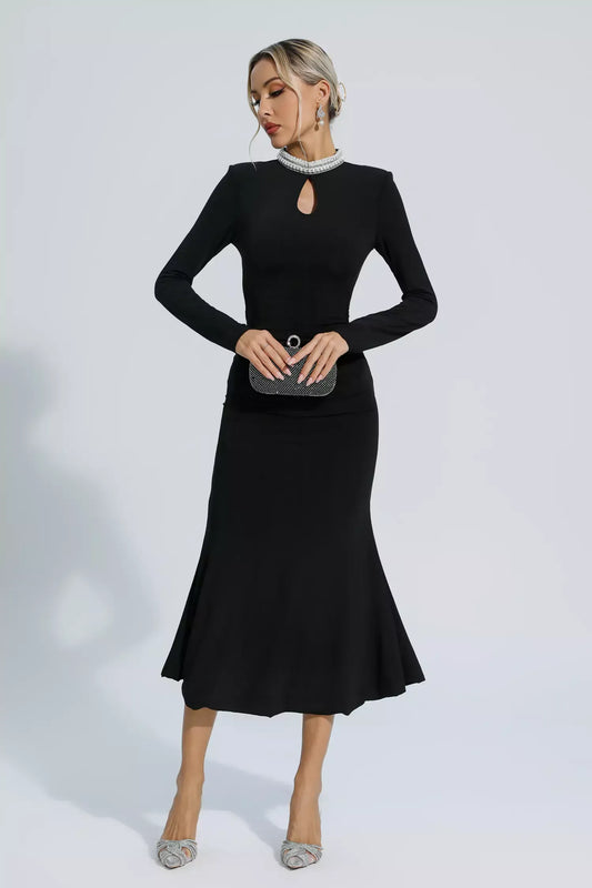 Monica Pearl Collar Midi Dress