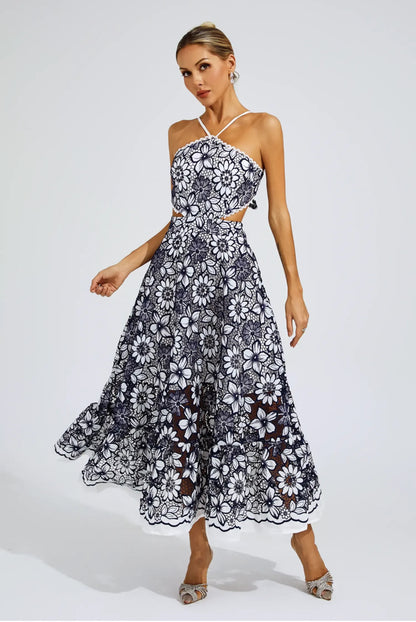 Fiora Embroidered Lace Midi Dress