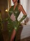 Elke green sequin maxi dress