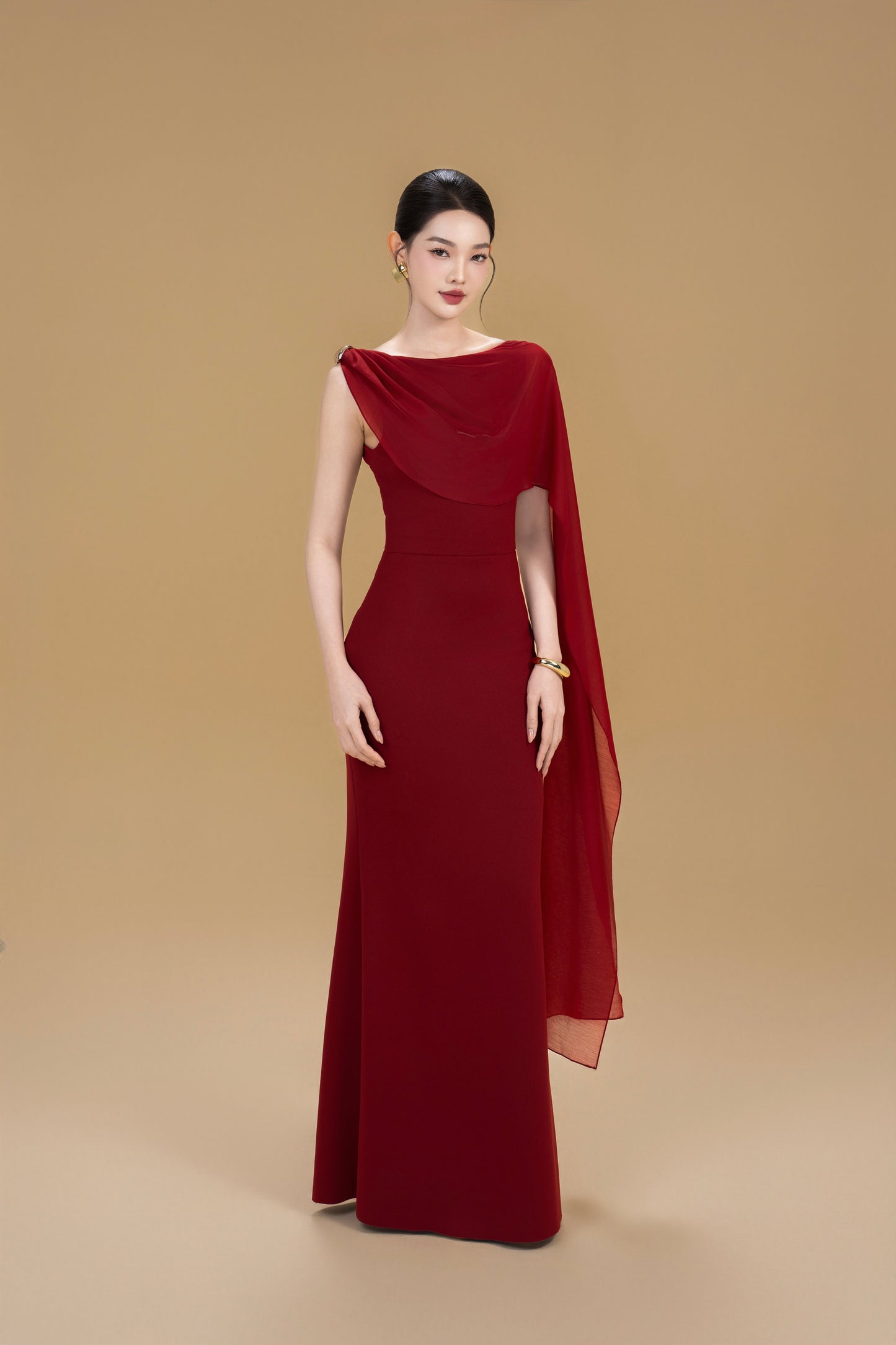 Davina cape maxi dress