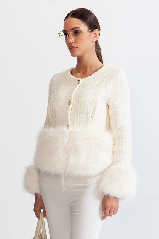 Faux fur Wool coat (8285813342446)