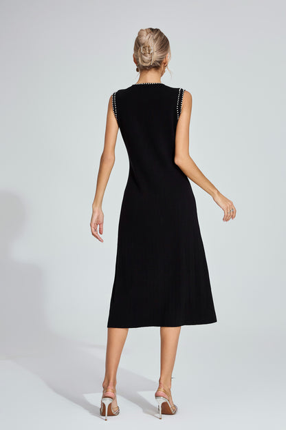 Louvre Pearl Button Knit Dress