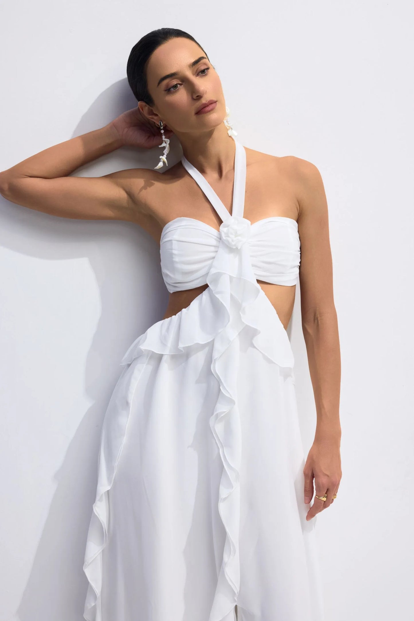 Ophelia Ruffle flower Cutout Maxi Dress