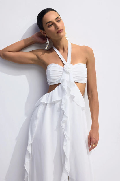 Ophelia Ruffle flower Cutout Maxi Dress