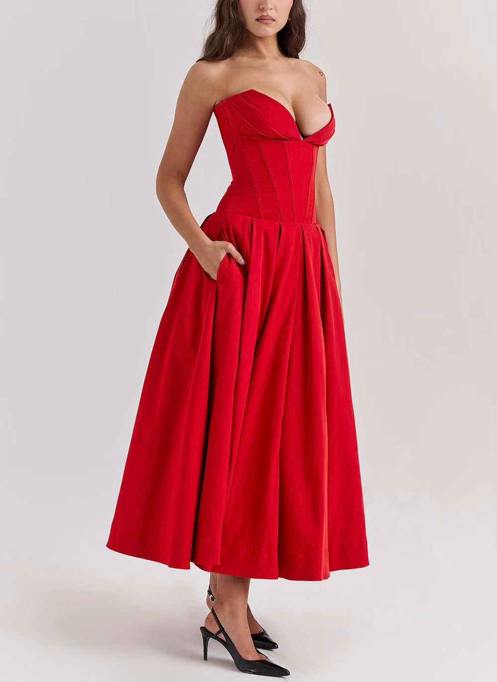 Lady strapless midi dress