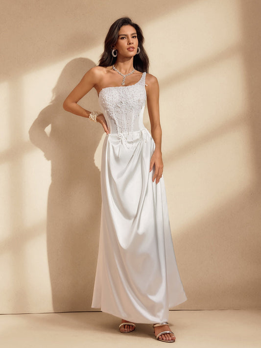 Amélie One-Shoulder Satin Gown