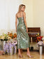 Green sequins midi dress