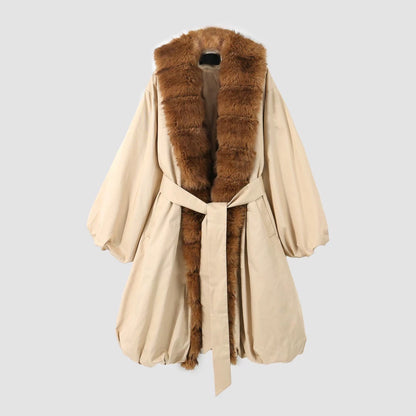 Dominique Faux Fur Balloon Hem Coat