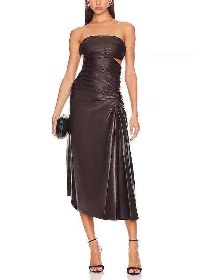 Carrie leather midi dress (8213111472366)