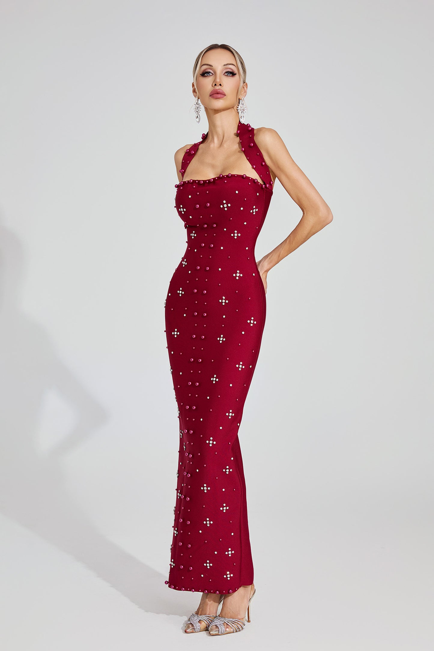 Pearla Garnet Halter Gown