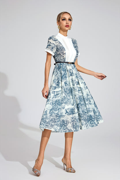 Versailles Toile Belted Shirt Dress