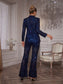 Blue sequins blazer suit set