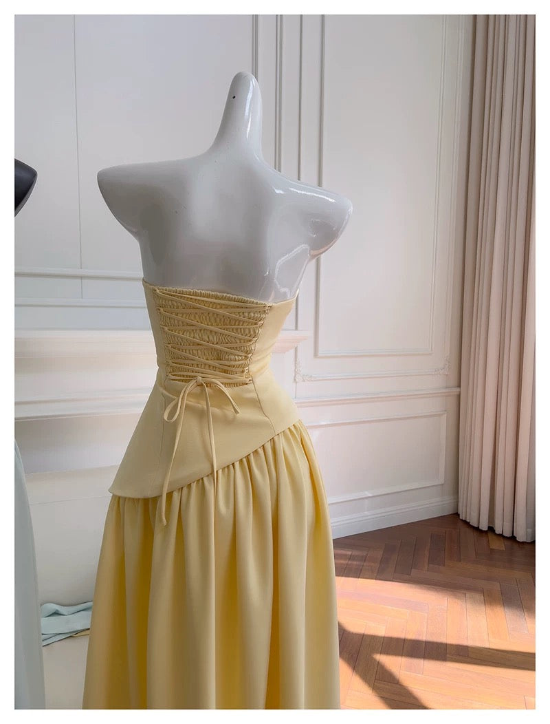 Soleil Scarf Drape Gown - Butter Yellow