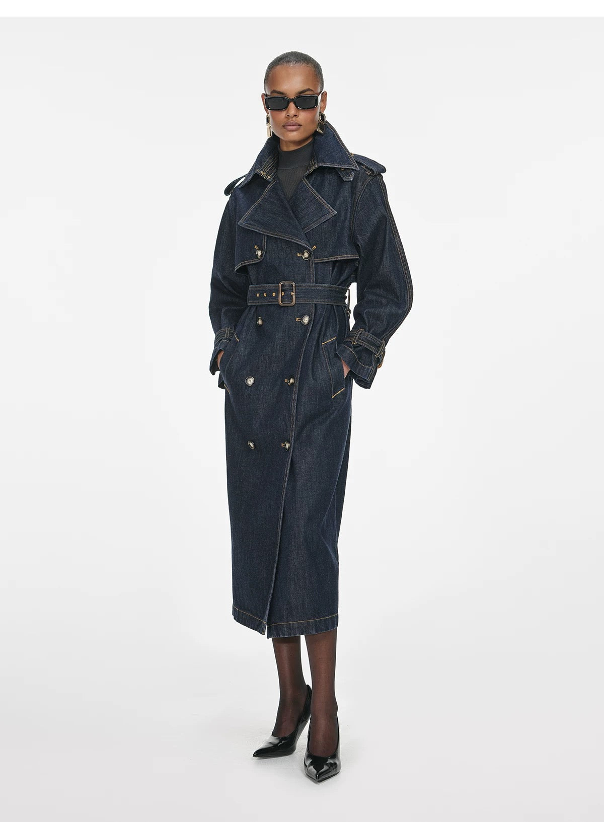 Monaco Denim Belted Trench