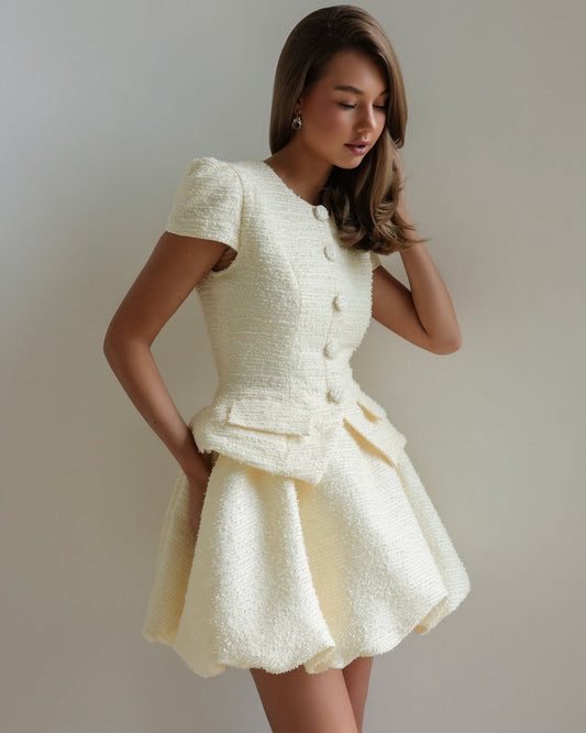 Belle Tweed Bubble Mini Skirt set