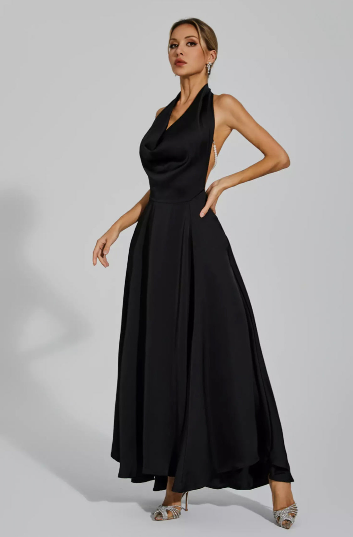 Patricia backless black maxi dress