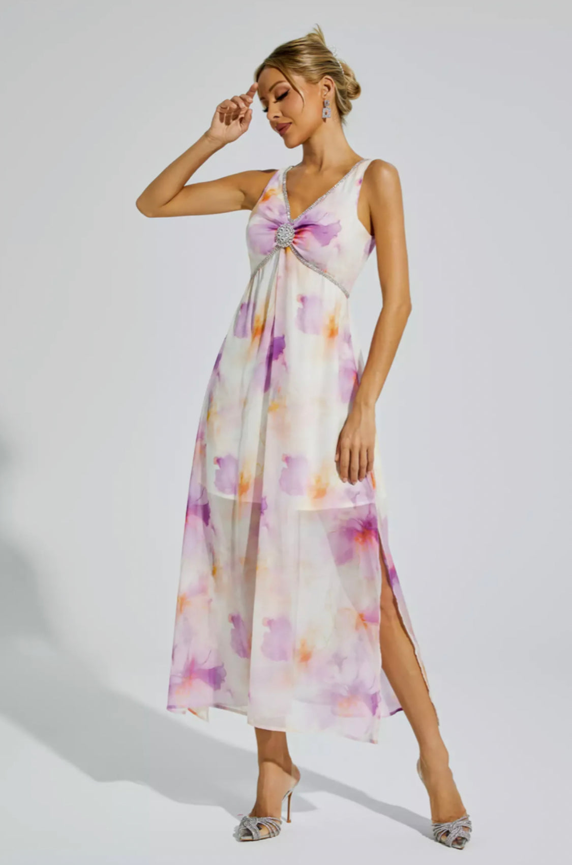 Tyler purple diamond midi dress