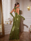 Elke green sequin maxi dress