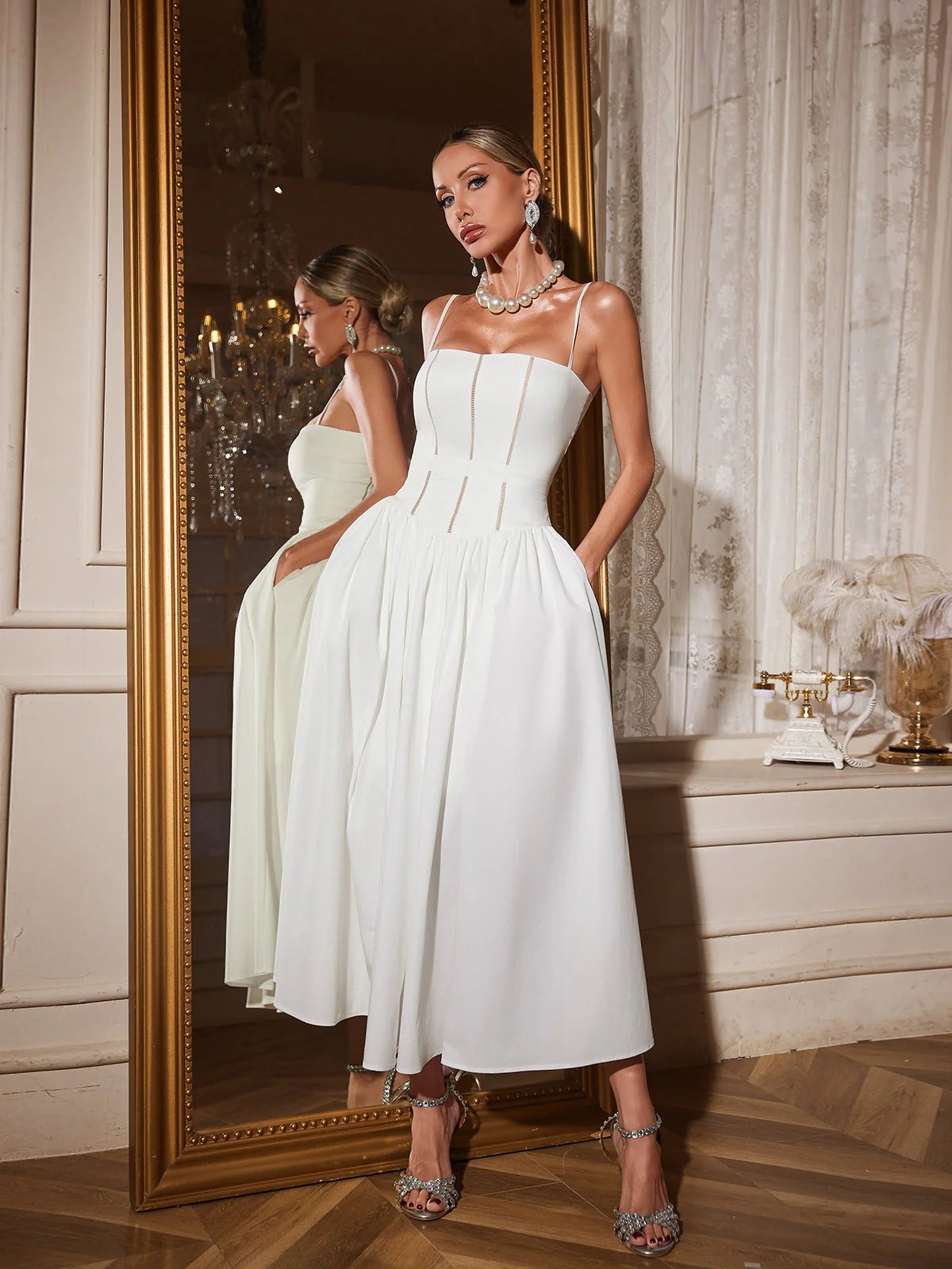 Amélie Corset Flare Midi Dress