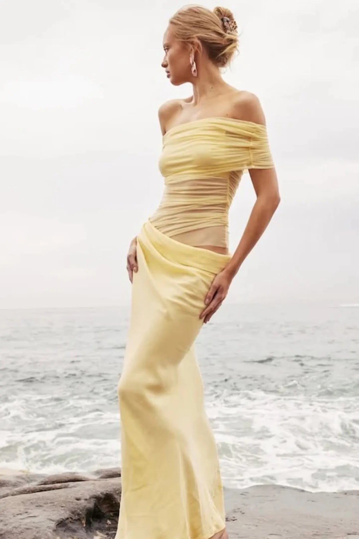 Livia Off Shoulder Draped Gown