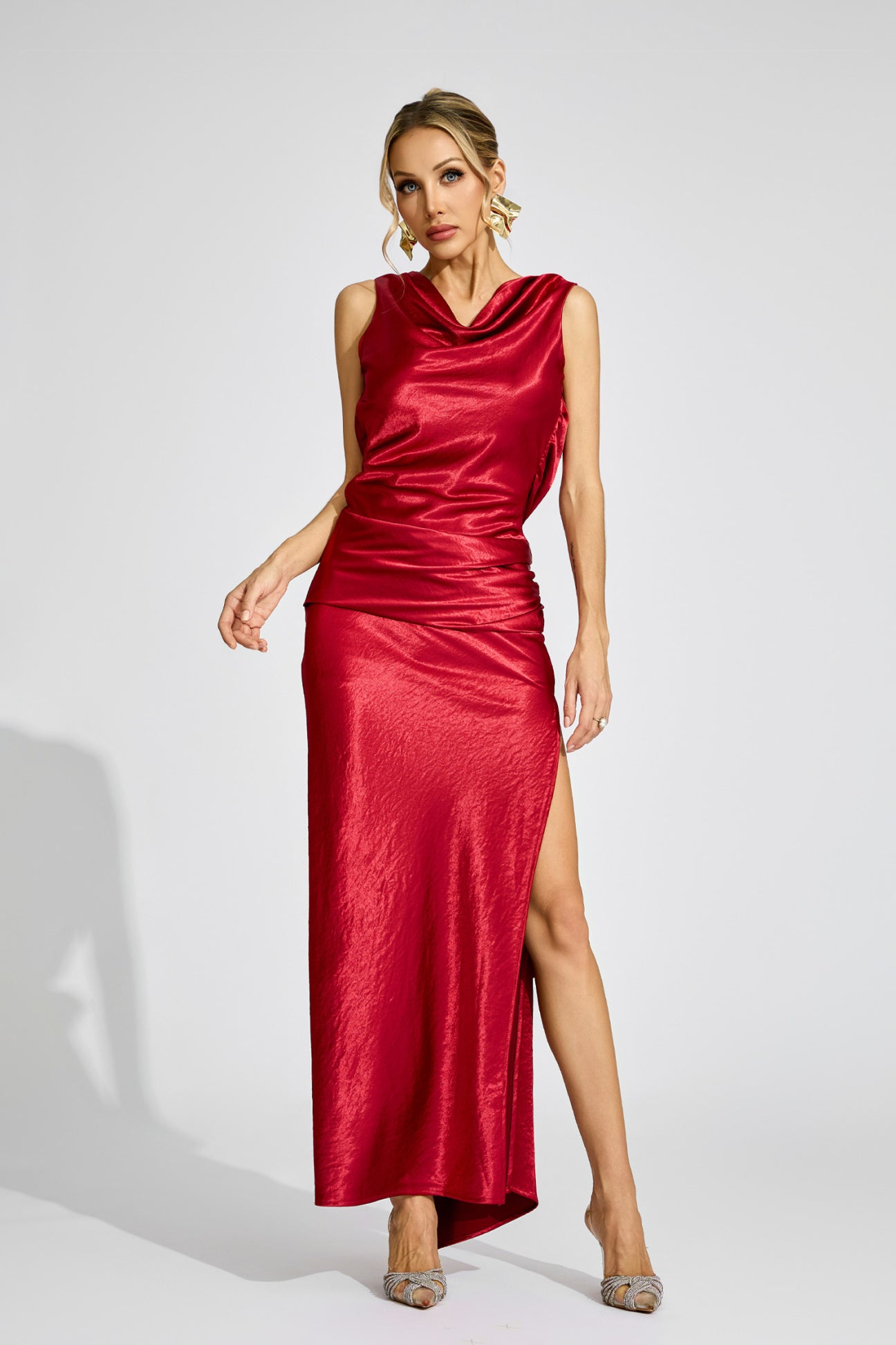 Scarlett Satin Backless Flower Gown