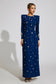 Blue diamond long sleeves maxi dress