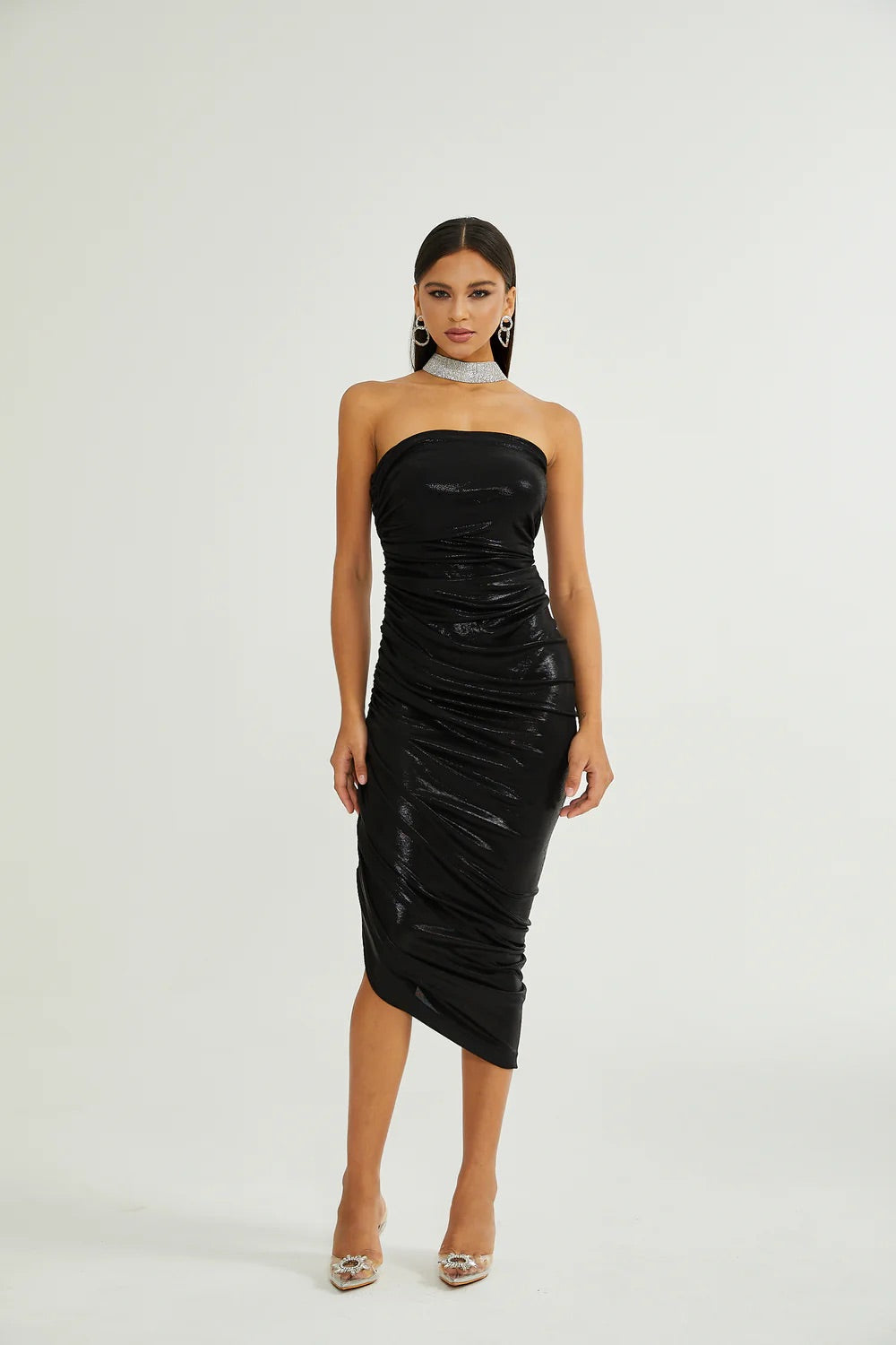 Apolline ruched midi dress