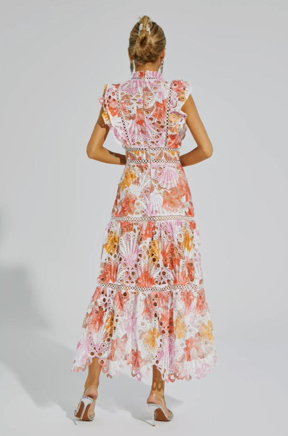 Ayleen orange floral midi dress