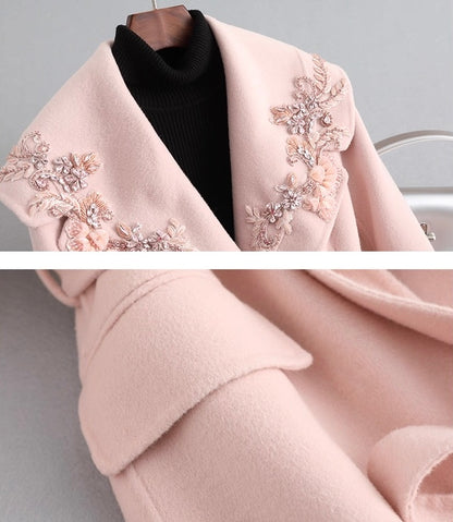 Amélie Embellished Wool-Fox Fur Coat