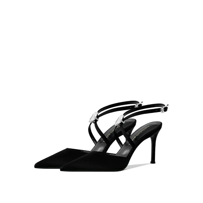 Vienna Crystal Strap Pointed-Toe Heels