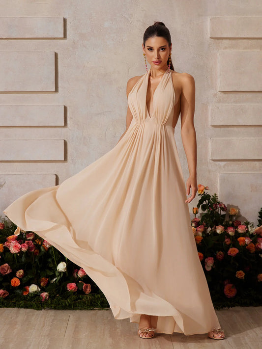 Soleil Halter Maxi Gown