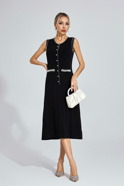 Louvre Pearl Button Knit Dress
