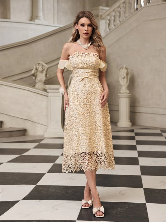 Elise Petal Embroidered Midi Dress