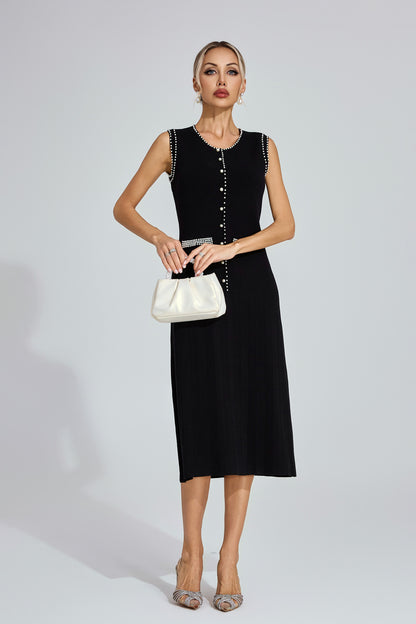 Louvre Pearl Button Knit Dress