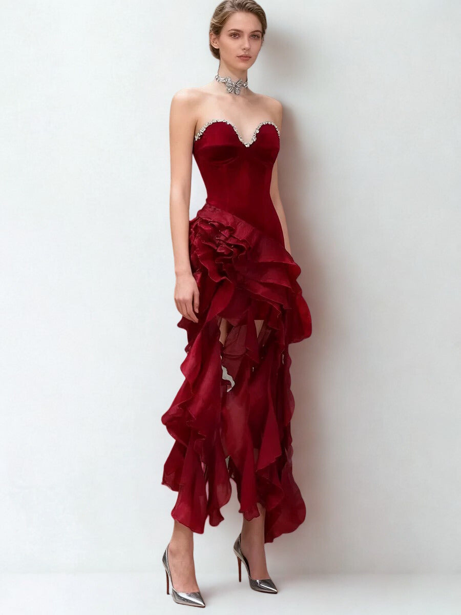 Belle Ruffle Crystal Gown