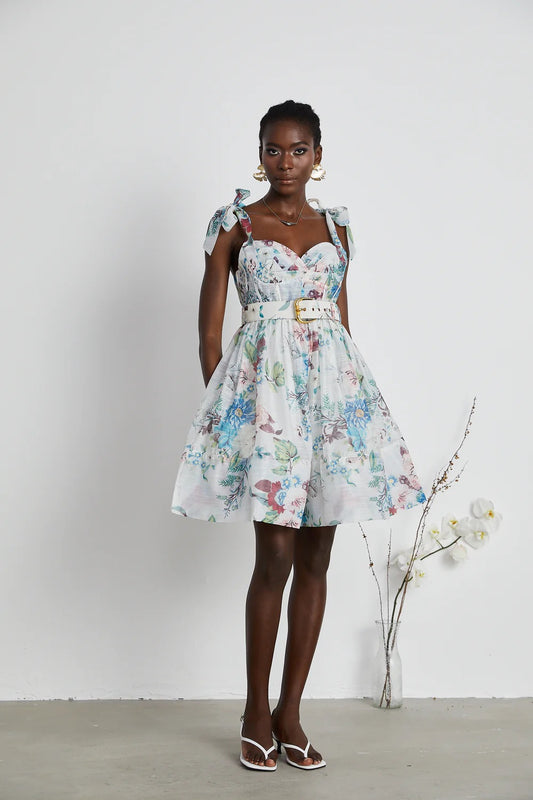 Giselle belted floral mini dress