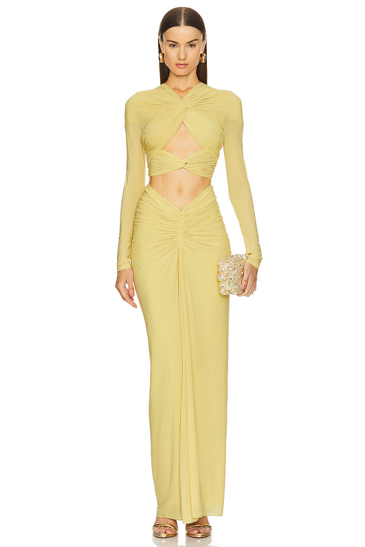 Soleil Cut-Out Yellow Draped Set