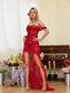 Lina flower red mesh maxi dress