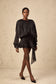 Ruffled draped black mini dress