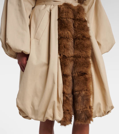 Dominique Faux Fur Balloon Hem Coat