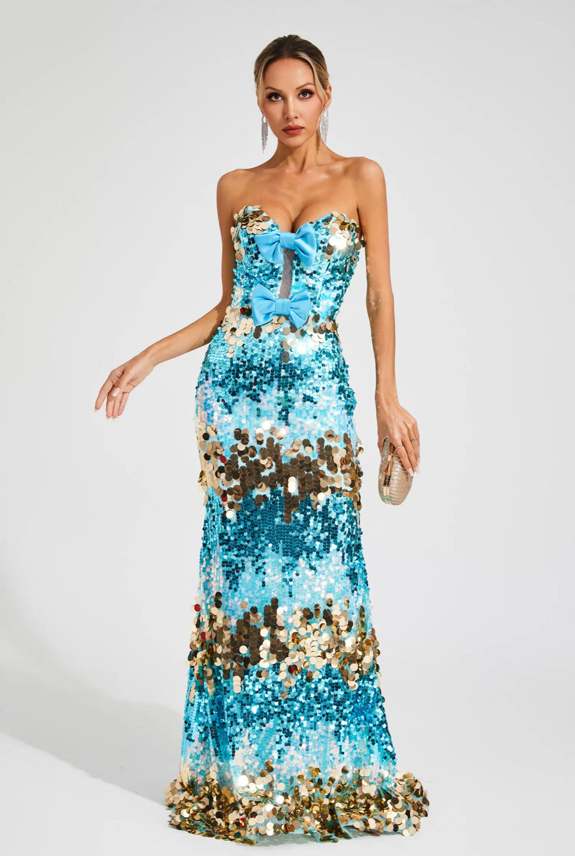 Blue sequin maxi dress