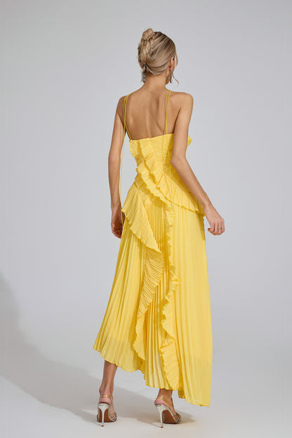 Amélie Pleated Ruffle Gown