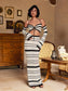 Stripe knitted top & skirt set