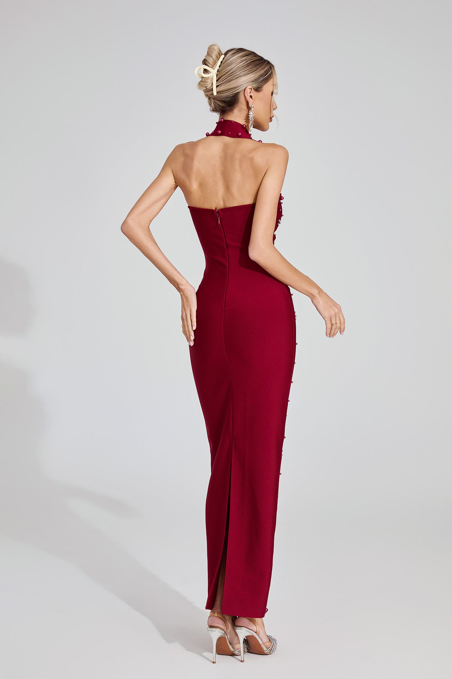 Pearla Garnet Halter Gown