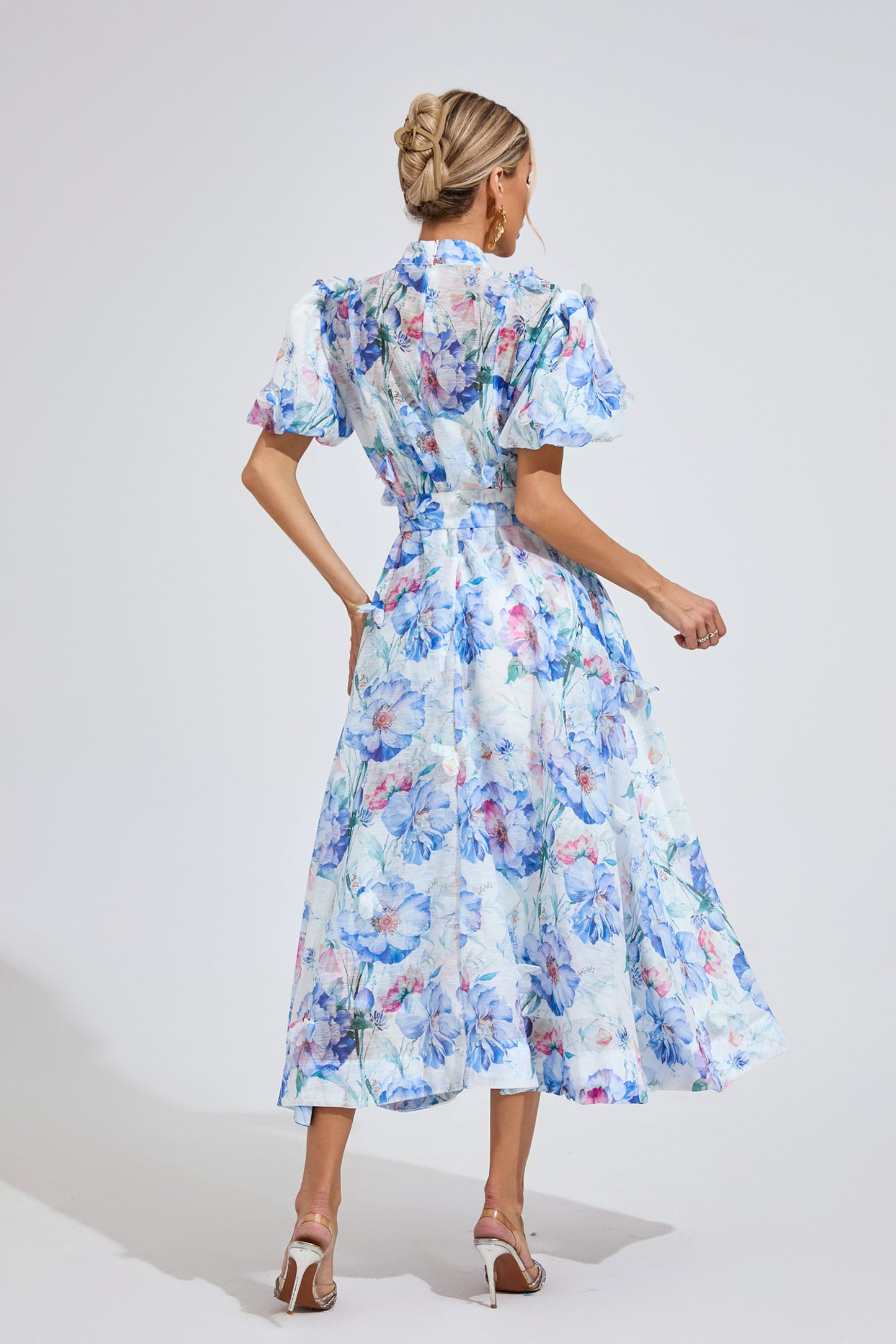Aurélie Puff Sleeve Floral Shirt Maxi Dress