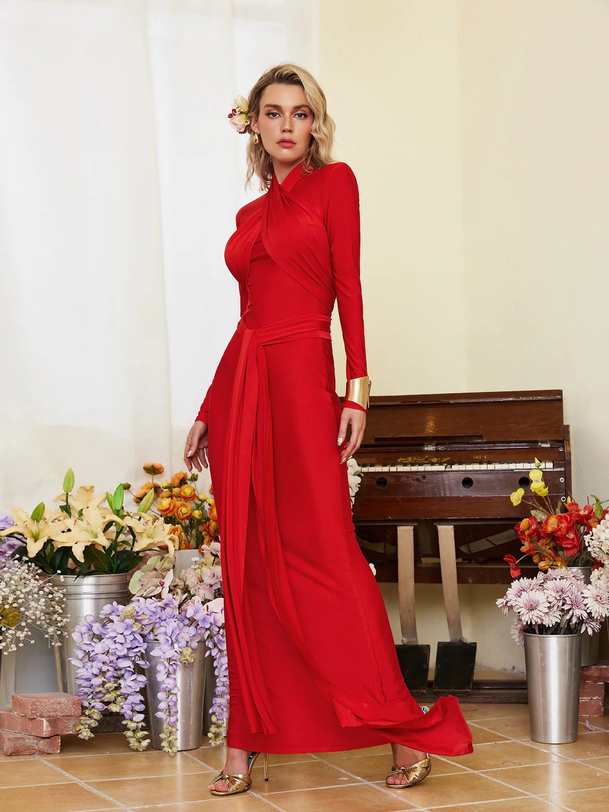 Sia red maxi dress