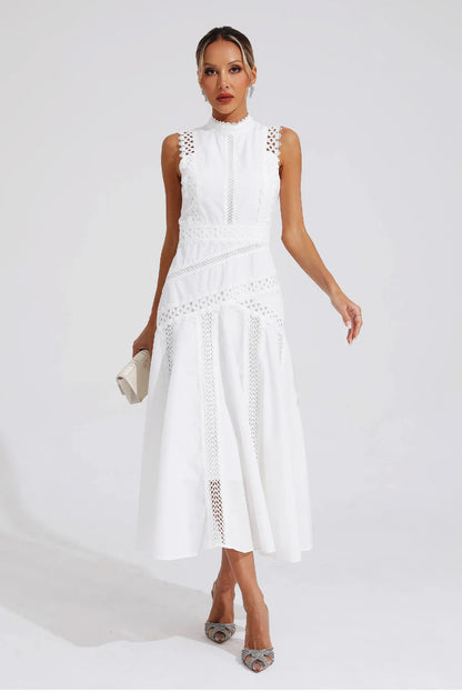 Sleeveless white maxi dress