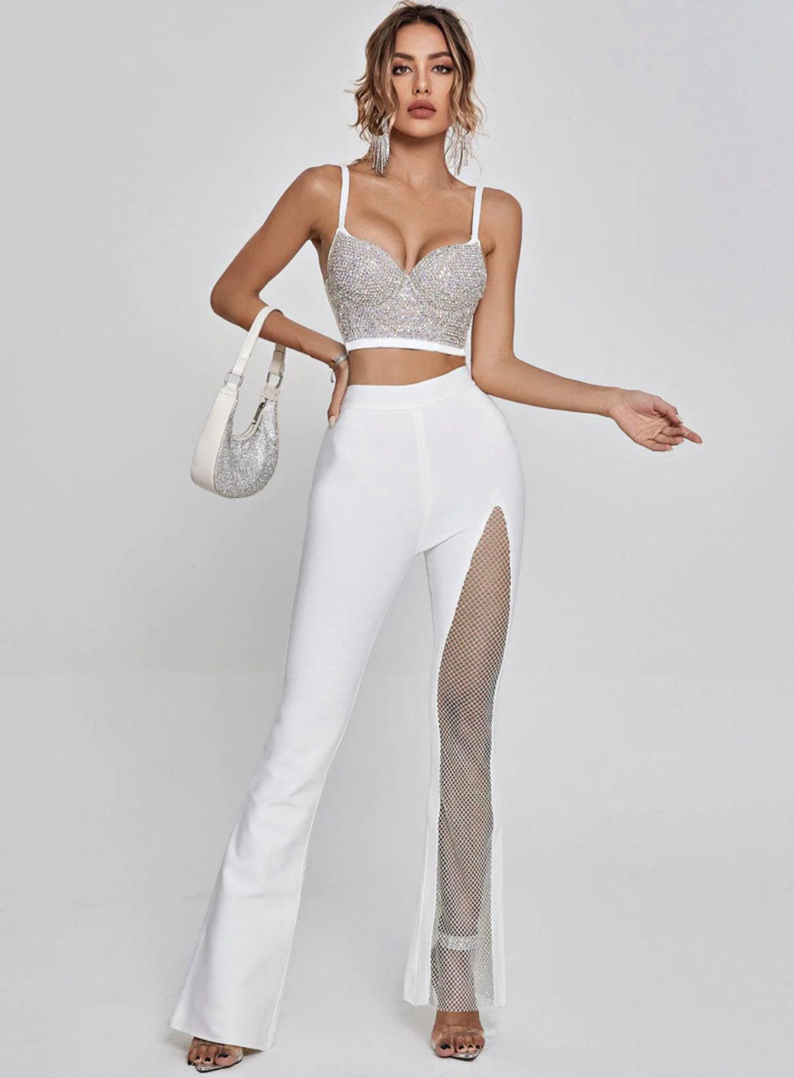 Hari white crystal pants (8265393373422)