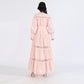 Pink belted long sleeves maxi dress